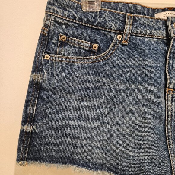 Zara Woman Blue Jean Demin Mid Rise Skort Skirt/Shorts Mini Y2K Preppy Size 8 - Picture 4 of 10